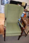 RETRO GREEN UPHOLSTERED WING BACK CHAIR, 113CM HIGH