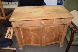 SMALL VICTORIAN PINE SIDEBOARD WITH TWO DRAWERS AND TWO DOORS, 93CM WIDE