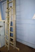 ALUMINIUM DOUBLE LADDER TOGETHER WITH A FURTHER SMALL LADDER