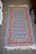 SMALL WOOL FLOOR RUG WITH BLUE CENTRAL PANEL, 140CM LONG