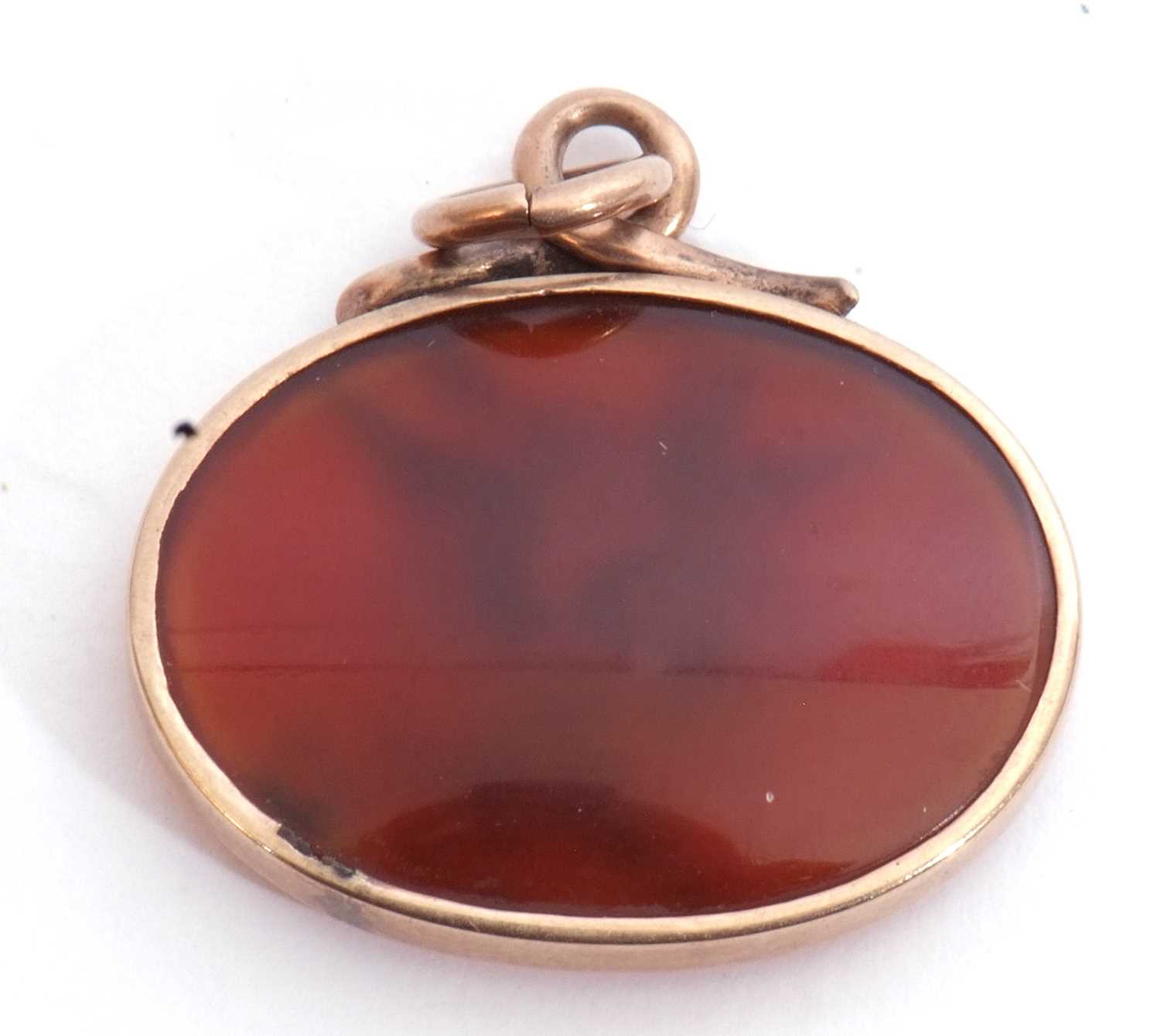 Mixed Lot: Victorian swivel fob set with bloodstone and carnelian either side, the frame marked - Image 3 of 5