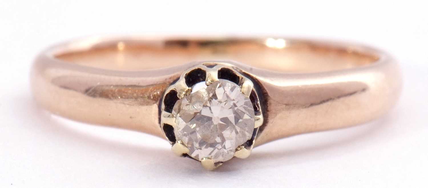 Single stone diamond ring, an old cut diamond approx 0.20ct, raised in a coronet setting (a/f), size