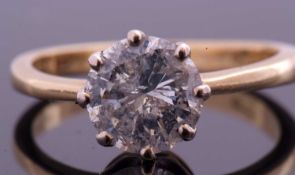 Diamond single stone ring, a round brilliant cut diamond, 1.80ct approx, multi-claw set in a coronet