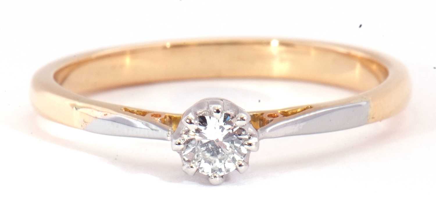 Single stone diamond ring featuring a round brilliant cut diamond of 0.15ct approx, multi-claw set - Image 2 of 6