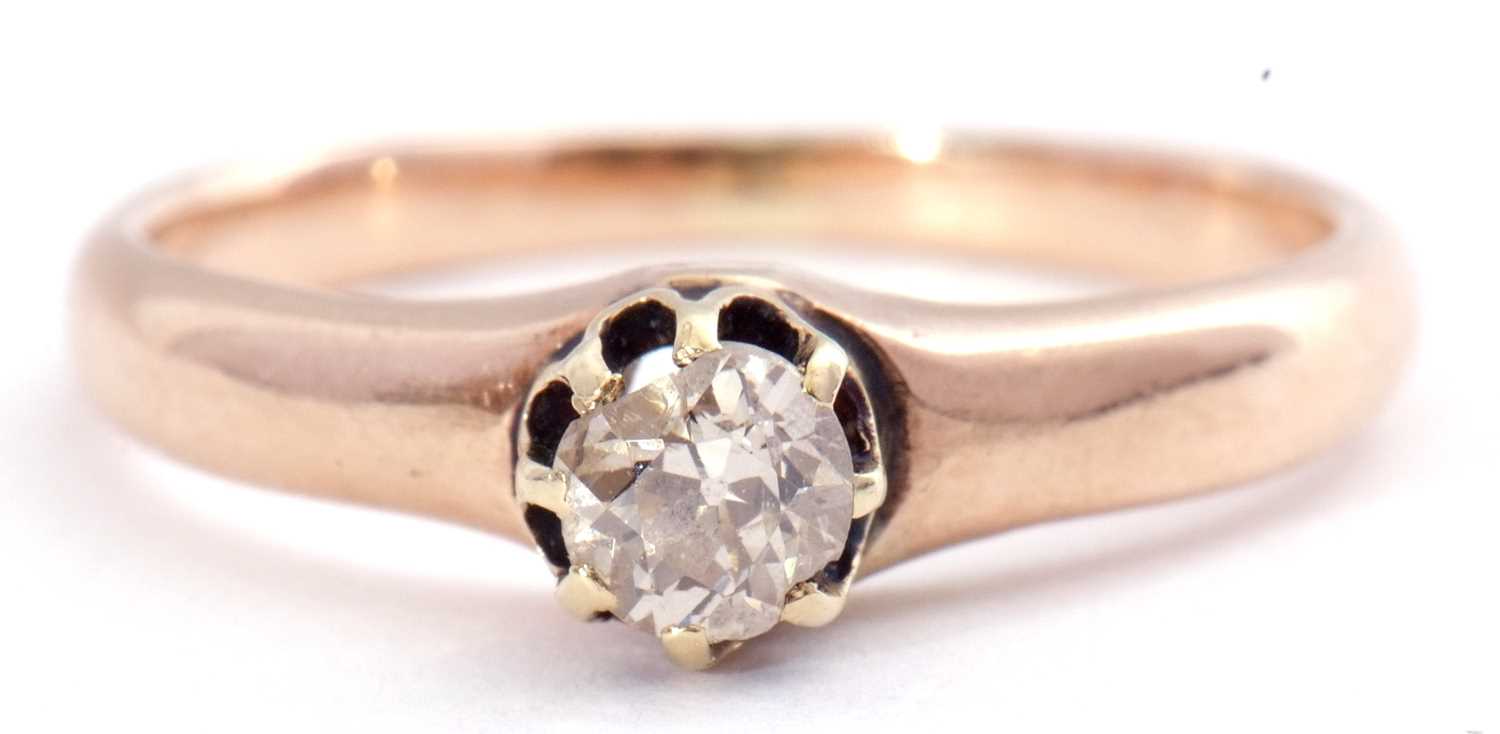 Single stone diamond ring, an old cut diamond approx 0.20ct, raised in a coronet setting (a/f), size - Image 2 of 6