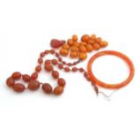 Mixed Lot: amber loose beads and an amber bangle, g/w 68.2gms