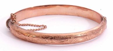 9ct gold hinged bracelet of oval form, hallmarked Birmingham 1912, (a/f), 9gms g/w