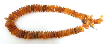 Large vintage cognac amber fringe necklace, 60cm long, 116.7gms g/w