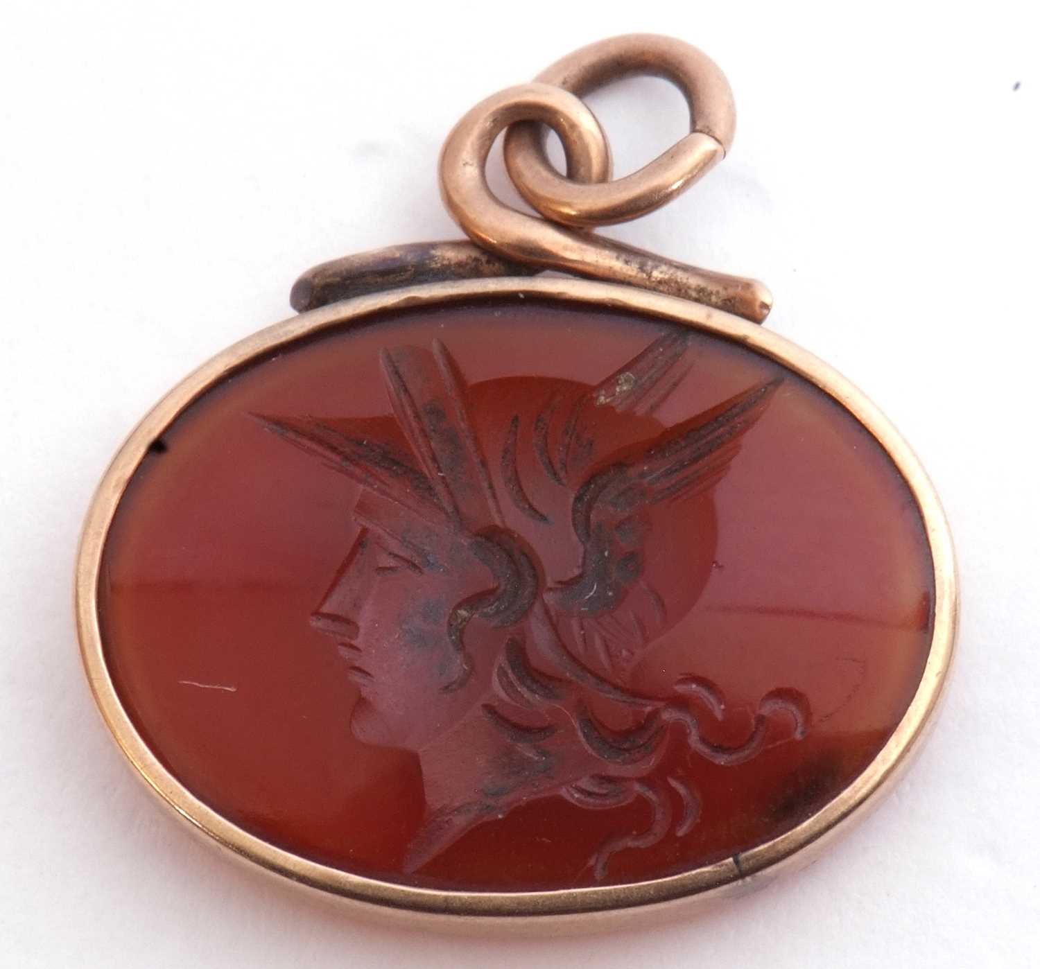Mixed Lot: Victorian swivel fob set with bloodstone and carnelian either side, the frame marked - Image 2 of 5