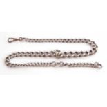 Hallmarked silver curb link chain of graduated design supporting a gilt metal clip, 42cm long, g/w