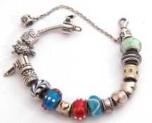 Modern 925 stamped Pandora type bead bracelet