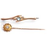 Mixed Lot: antique gold and diamond tie pin, a sunflower design centring an old cut diamond, 0.