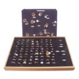 Tray of white metal rings to include some gem set together with a tray of mainly white metal