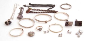 Mixed Lot: mainly white metal jewellery to include bracelets, cuff links etc, 10.3gms g/w