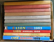 One box: Lion annual, 11 assorted vols, 1954-73