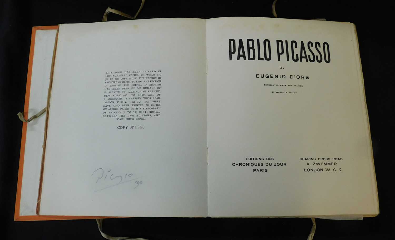 EUGENIO D'ORS: PABLO PICASSO, trans Warre B Wells, Paris, Editions des Chroniques du Jour, London, A - Image 3 of 6