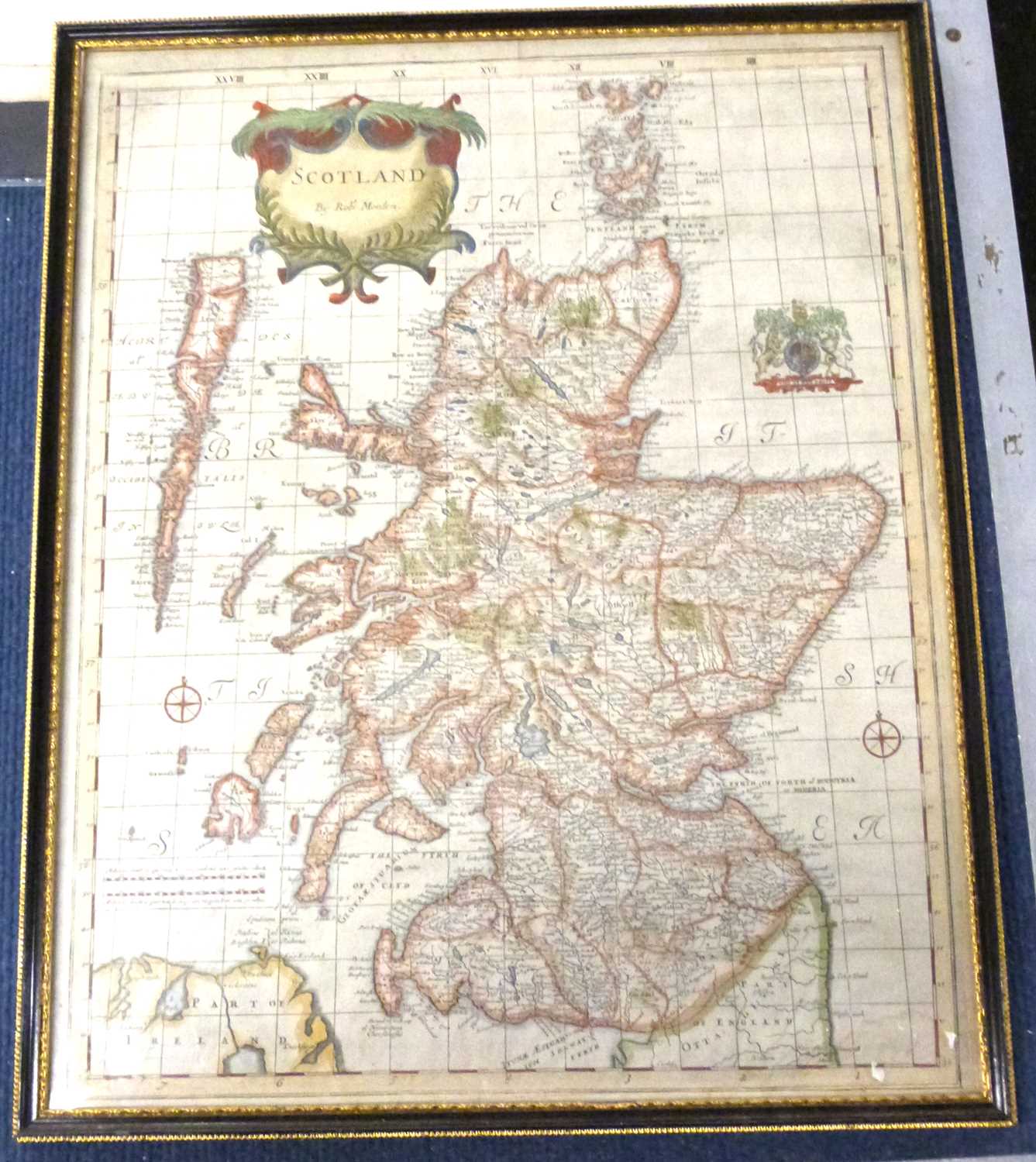ROBERT MORDEN: SCOTLAND, engraved hand coloured map [1695], approx 435 x 345mm, framed and glazed - Image 2 of 2
