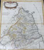 ROBERT MORDEN: NORTHUMBERLAND, engraved hand coloured map [1695], approx 415 x 350mm, framed and