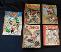 THE CHAMPION ANNUAL 1925, 1927, 1935, 4to, original cloth backed pictorial boards worn + FUNNY