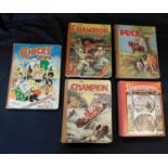 THE CHAMPION ANNUAL 1925, 1927, 1935, 4to, original cloth backed pictorial boards worn + FUNNY