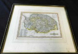 JAMES WALLIS (ODDY): NORFOLK, engraved part hand coloured map, 1812, approx 180 x 265mm, f/g