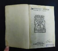 TITO VESPASIANO STROZZI: STROZZI POETAE PATER ET FILIUS, Paris, Simonis Colinaei, circa 1530,