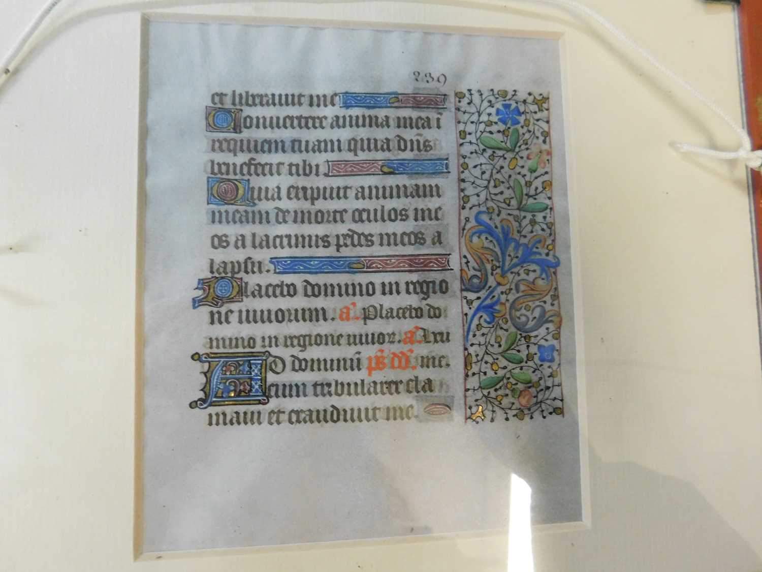 Manuscript vellum leaf from a Book of Hours, mid-15th century, written in dark brown ink with - Image 2 of 2