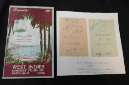 India Touring cricket team 1952 team autographs on 2 sheets, obtained at Lakenham, Norwich when