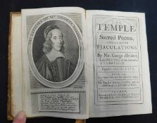 GEORGE HERBERT: THE TEMPLE, SACRED POEMS AND PRIVATE EJACULATIONS, London, printed by J Barber for