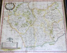 ROBERT MORDEN: 2 engraved hand coloured maps comprising NORTHAMPTONSHIRE [1695], approx 355 x 415mm,