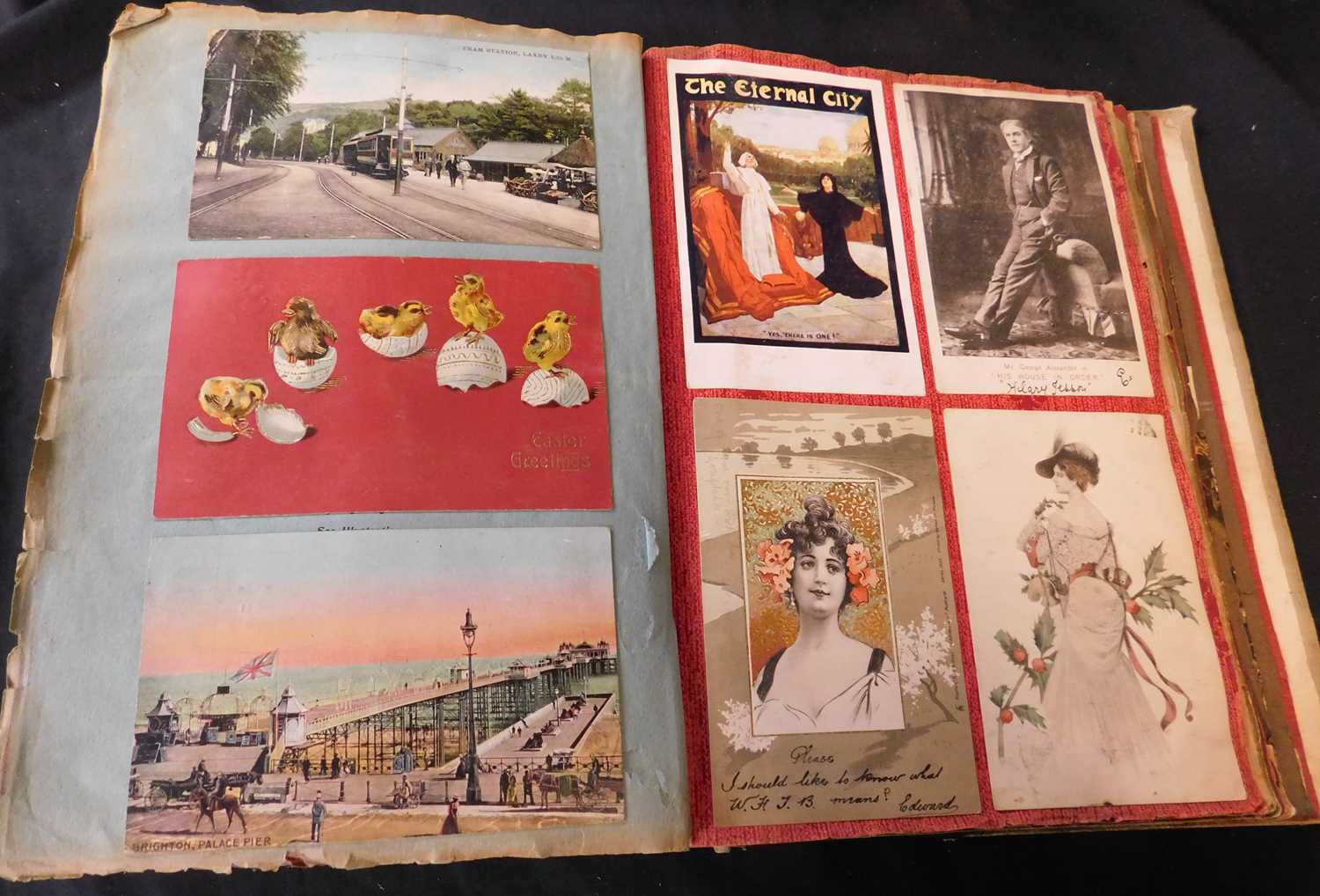Large bulging vintage scrapbook containing 550+ stuck down postcards including some quite - Image 5 of 5