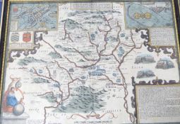 JOHN SPEED: HARTFORD SHIRE DESCRIBED..., engraved hand coloured map [1627], English text verso,