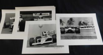 Six limited edition of 50 black and white photos of Marlboro McLaren 1989 Grand Prix cars, all