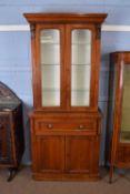 Victorian mahogany secretaire book case cabinet with moulded corners over two glazed doors with a