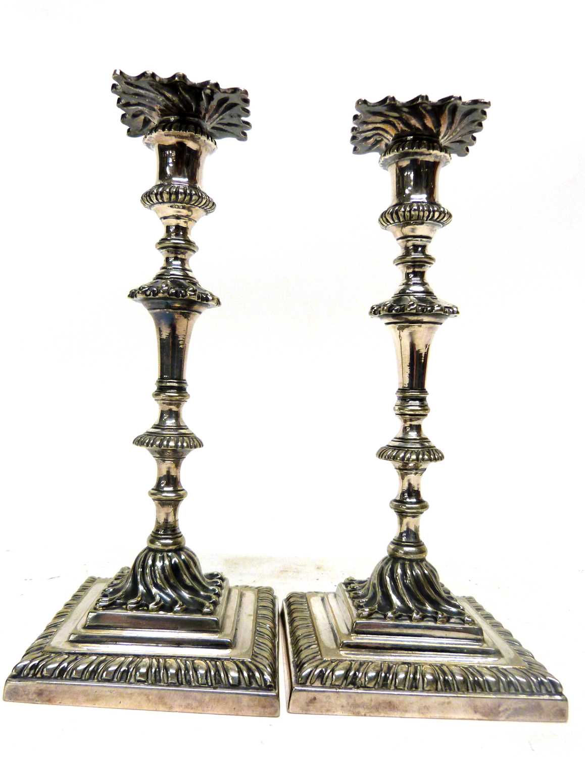 Small pair of silver plated candlesticks