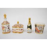 Collection of Royal Crown Derby including a small quatrelobe trinket box in honeysuckle pattern,