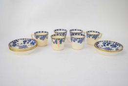 Six Mintons Delft cups and saucers