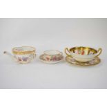 Group of porcelain wares including a Paragon dessert bowl and stand with floral decoration, a