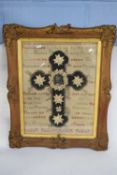 An unusual early 20th century needlework and mixed media picture with Psalm 73.23 written in