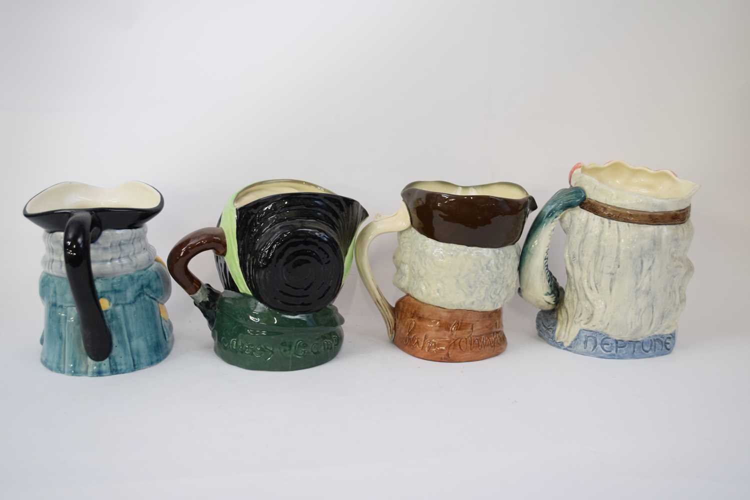 Group of character jugs, Royal Doulton Sari Gamp, Sam Johnson, Neptune and a Clarice Cliff - Image 4 of 4