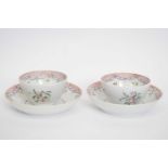Two 18th century Chinese porcelain tea bowls and saucers