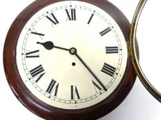 Late 19th/early 20th century wall clock, circular unsigned dial with Roman numerals to a single