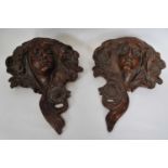 Pair of pottery wall pockets, both modelled in Art Nouveau style as maidens, 40cm long (2)