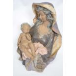 Large Lladro gres figure of a madonna and child on shaped wooden base, 63cm highCondition report: