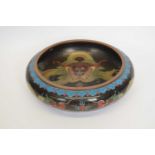 Chinese cloisonne bowl, probably Republican period, decorated with dragons with four character