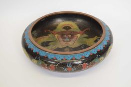 Chinese cloisonne bowl, probably Republican period, decorated with dragons with four character