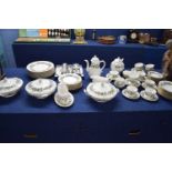 Dinner service and tea service by Royal Worcester in the Lavinia pattern, decorated with