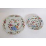 Octagonal Chinese porcelain plate and small bowl, Wucai decoration Yongzheng/early Qianlong