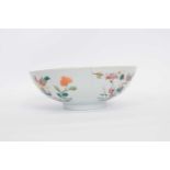 Chinese porcelain bowl decorated in polychrome and famille rose with floral designs, seal mark for