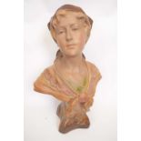 French pottery bust of Margot designed by F Citti, stamp and signature and No 293 to rear and